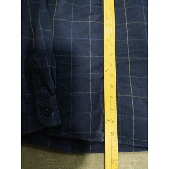 J Crew Shirt Mens Large Blue Windowpane Plaid Flannel Long Sleeve Button Up - Picture 4 of 9